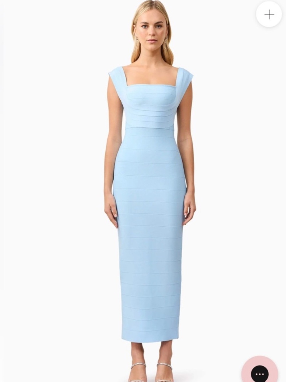 elliatt fiona blue fitted bodycon bandage knit maxi gown dress size medium NEW - Picture 4 of 17
